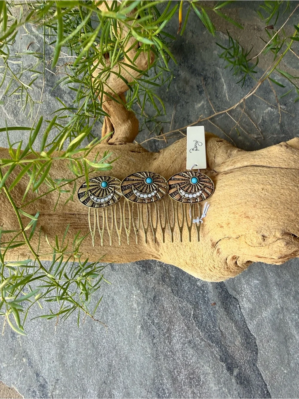 New🌟Free People-Vintage Boho Turquoise Floral Hair Comb -